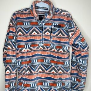 Southern Marsh Geometric Fleece Pullover - Orange, Blue, Gray Youth L